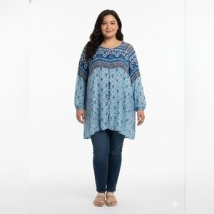 Cynthia Rowley Blue Floral Tunic